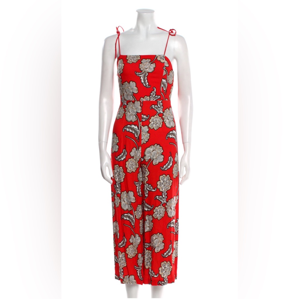 Alice + Olivia Red Floral Jumpsuit